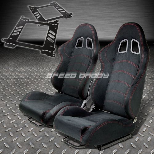 Pair type-1 reclining black suede racing seat+bracket for 99-07 focus mark 1