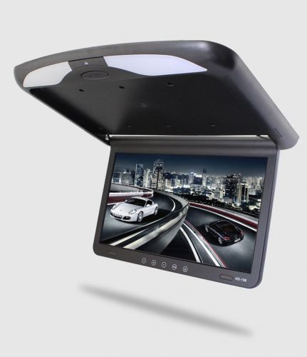 Black 15.6&#034; car roof mount overhead monitor for dvd player dual video-in display