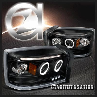 05-07 dodge dakota black halo led drl projector headlights