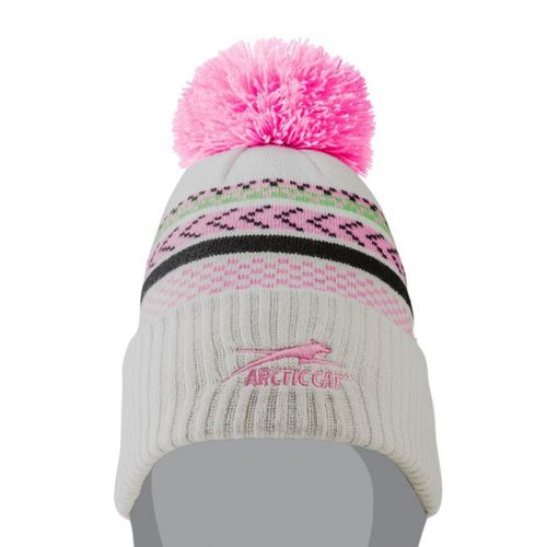 Arctic cat aircat gray with pom knit 100% acrylic beanie - gray pink - 5273-092