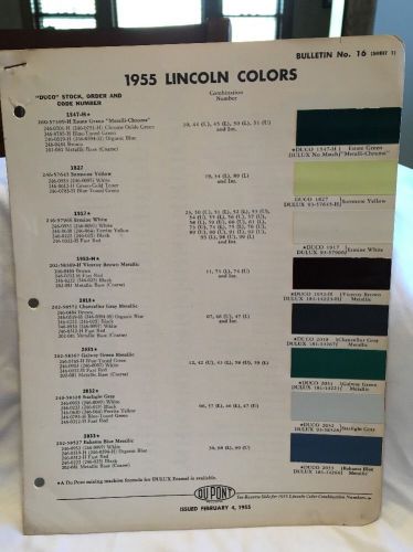 1955 lincoln colors dupont chart #16