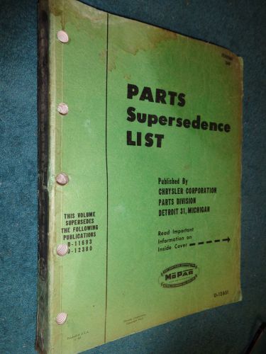 1936-1949 chrysler plymouth dodge desoto parts history book / orig. supersedence