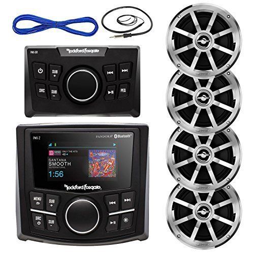 4x 6.5&#034; speakers, rockford pmx-2 marine mp3 player, wired remote, radio antenna