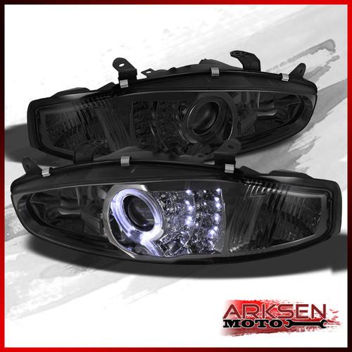 Smoked 97-02 mitsubishi mirage 2 door halo led projector headlights lamp set