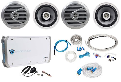 4) alpine sps-m601 pair 6.5&#034; marine coaxial speakers+4 channel amplifier+amp kit