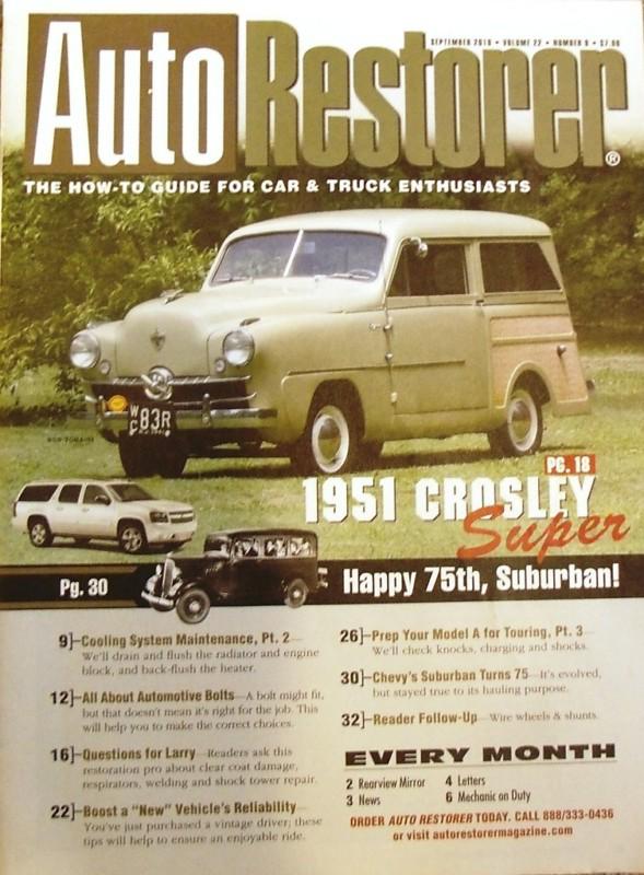 Auto restorer 1951 crosley super wagon chevrolet's suburban ford model "a" 9/10