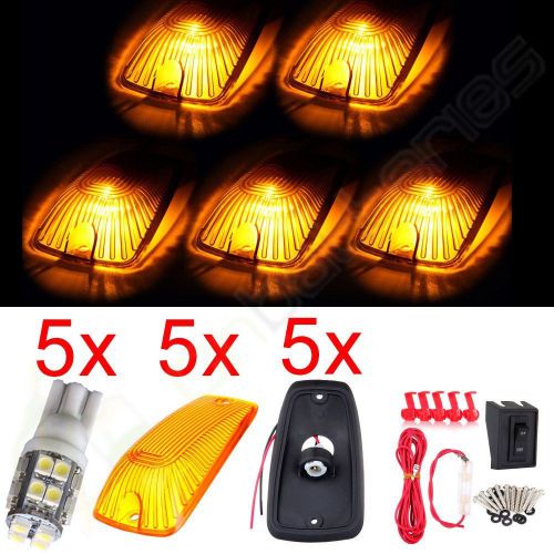 5 white 3528 20smd top led light amber clearance running cab marker+wiring pack
