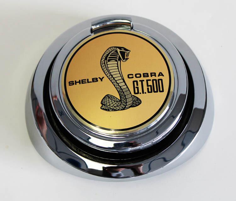 New! 1969 mustang shelby cobra gas cap gold pop open snake gt500 emblem chrome