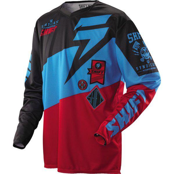 Red/black s shift racing faction slate jersey