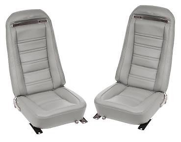 1975 corvette oe reproduction madrid grain vinyl seat covers - silver