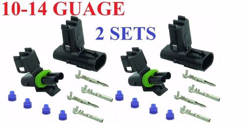 (two) 10-12-14 guage 2 pin position terminal weather pack weatherpack connectors