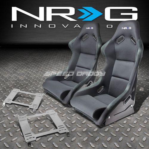 Nrg fiberglass bucket racing seats+stainless steel bracket for wrx/sti gd/gg ej