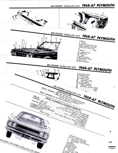 1967 1968 plymouth  belvedere satellite gtx 67 68 motor&#039;s crash llustrations m3