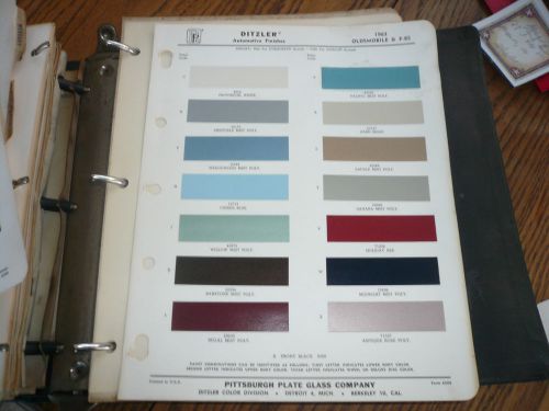 1963 oldsmobile &amp; f-85 ditzler ppg color chip paint sample - automotive finishes