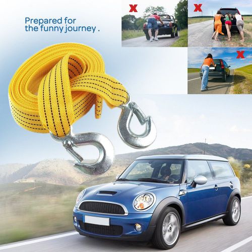 4m 3 tons super auto car tow rope cable towing strap w/ hooks emergency