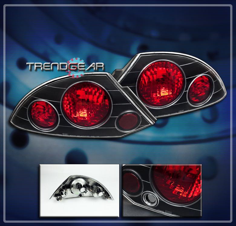 00-02 mitsubishi eclipse altezza tail brake lights jdm black 01 spyder gs/gt 2dr