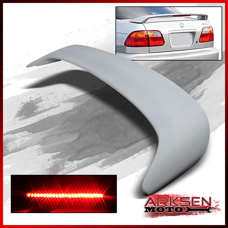 Primer 96-00 honda civic 4 door sedan rear abs spoiler wing+led tail brake light