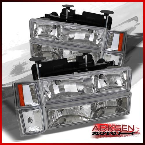 92-99 chevy tahoe suburban c/k pickup headlights+corner+bumper lamps pair set