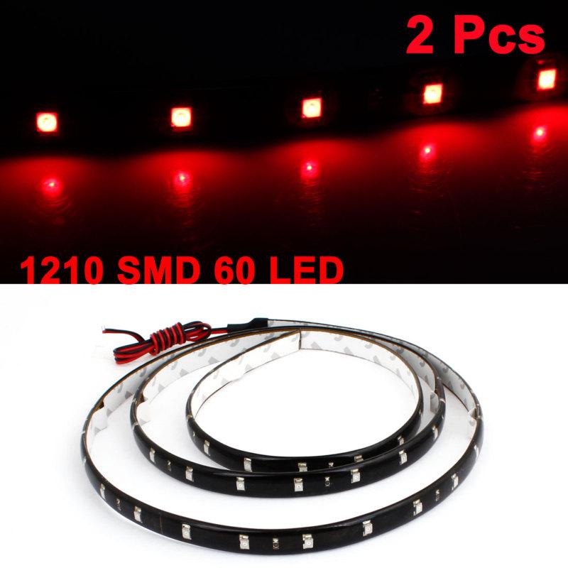 2pcs auto 60 led 3528 1210 smd decorative flexible light strip red 120cm length