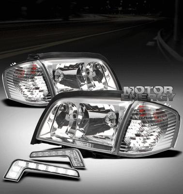 1994-2000 mercedes-benz w202 c-class crystal head lights+corner+led drl kit lamp