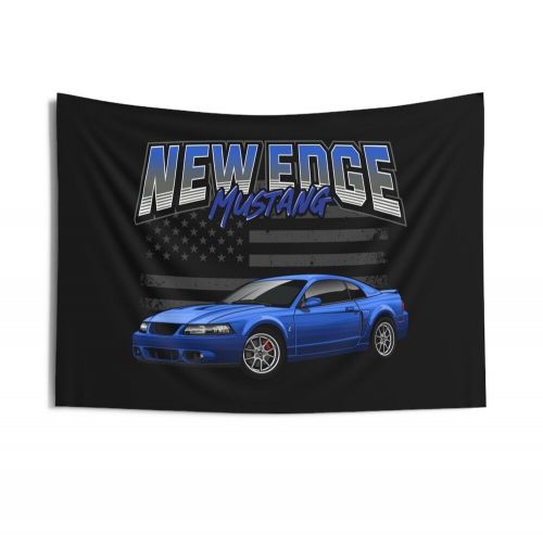 99-04 new edge mustang sonic blue american car black wall flag tapestry