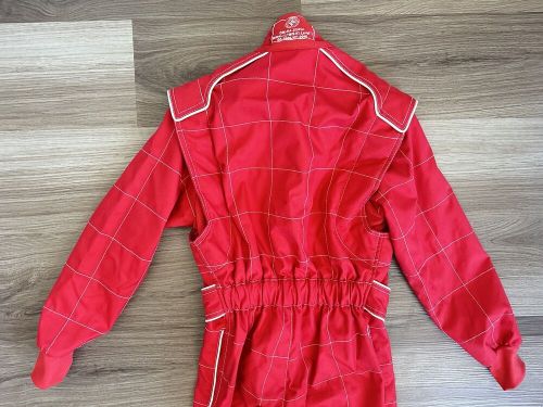 K1 red checks racegear drivers racing go cart driving race suit 5xs / 28