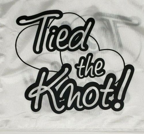 &#034;tied the knot&#034; car flag with window clip on pole holder wedding newlywed marry