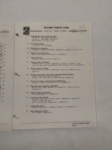 Flying tigers dc-8-63 circuit breaker panel study guide-original