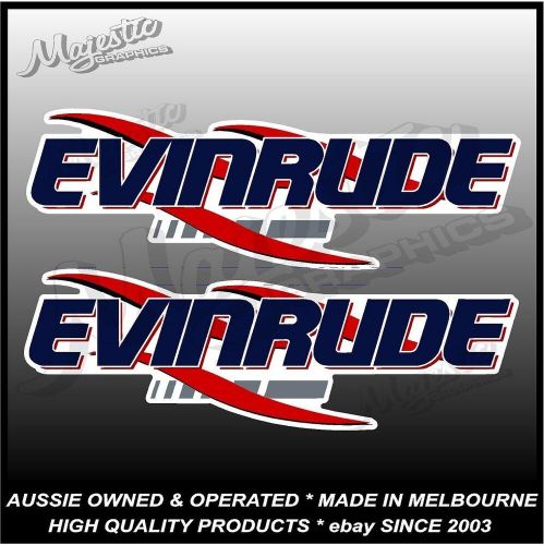 Evinrude- outboard decals - 430mm x 140mm x 2  - dk blue - outboard motor decals