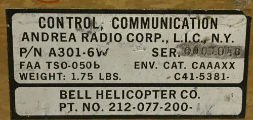 Communication control a301-6w 212-077-200-1 w/ january 2019 repaired 8130