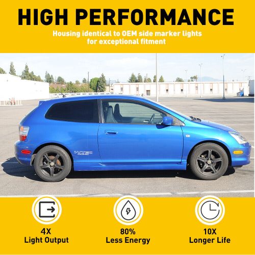 For 02-05 honda civic si ep3 3dr front+rear smoke bumper side marker lights 4pcs