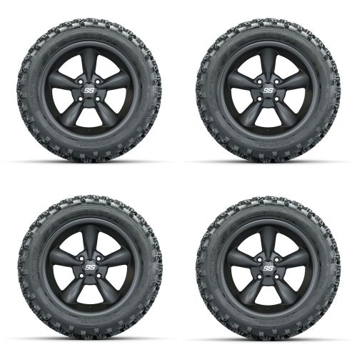 Golf cart gtw 14&#034; godfather matte grey wheel | 23x10-14 rogue at tire | 4 set