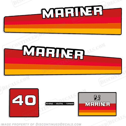 Fits mariner 40hp oil injected outboard motor decal kit - 1980&#039;s style