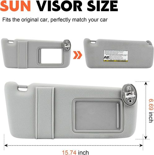 Right passeng side sun visor w/ mirror gray sunshield for toyota venza 2009-2016