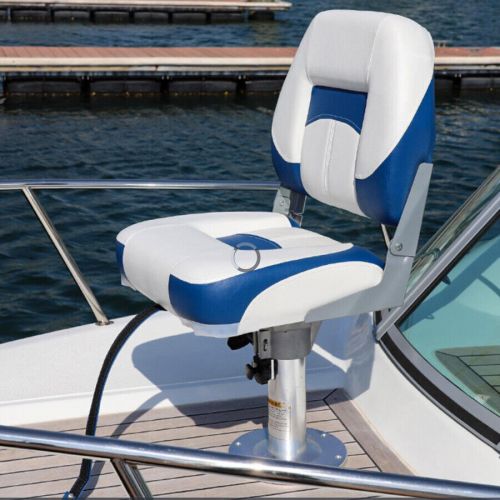 Deluxe low back folding boat seat adjustable height pedestal with slide screws