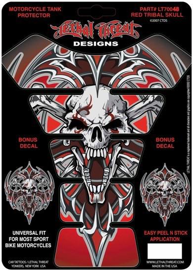 Tankpad tank protector - red tribal skull