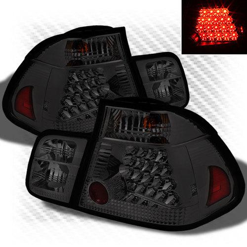 Smoked 02-05 bmw e46 3 series 4 door led tail lights smoke lamp rear brake set