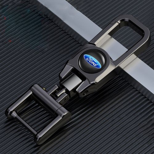 Black chrome metal keychain 360° rotating car logo key chain key ring for ford