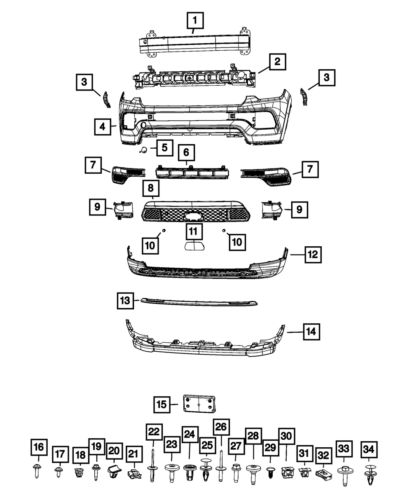 Genuine mopar lower grille 6vh24gxhaa