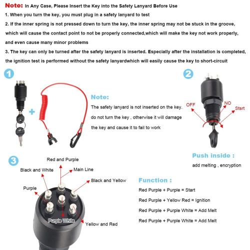 Ignition switch w/keys safety lanyard for omc johnson evinrude 5005801 175974