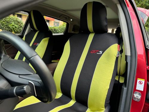 For toyota tundra car seat covers full set 5-seat black green poly cotton 9pcs