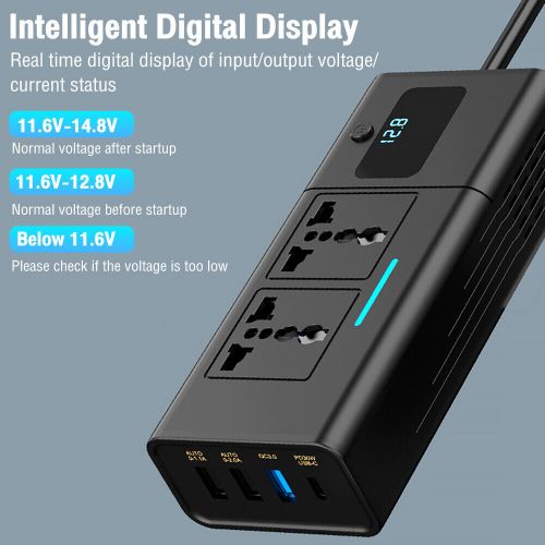 200w car power inverter pd fast charging dc 12v to ac 220v with 4 usb port