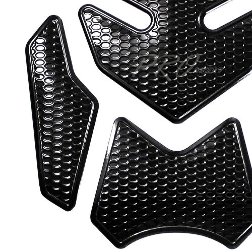 4pc perforated black fuel tank pad+3d 2.5&#034; yamaha reflective logo emblem sticker