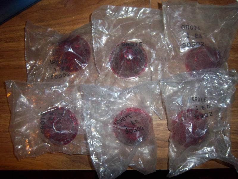 Lot of 6 new grote 90302 red tail light marker replacement lenses   (bls-5349)