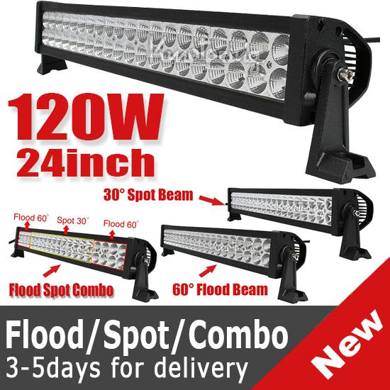 24inch 120w spot flood combo led alloy work light bar pickup van 4wd ip67 lamp