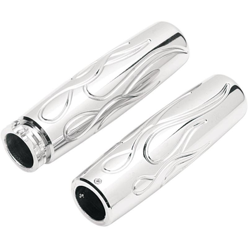 Drag specialties flame billet grips - chrome  78070020