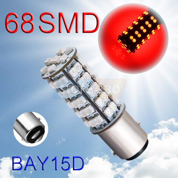 1157 bay15d 68 smd red fog tail turn signal led car light bulb lamp