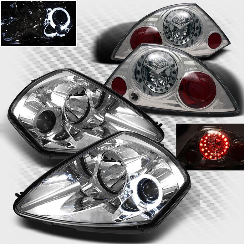 00-02 mitsubishi eclipse halo projector headlights+led tail lamp head lights set