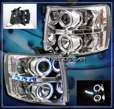 07-12 chevy silverado pickup truck dual halo led projector headlight 08 09 10 11