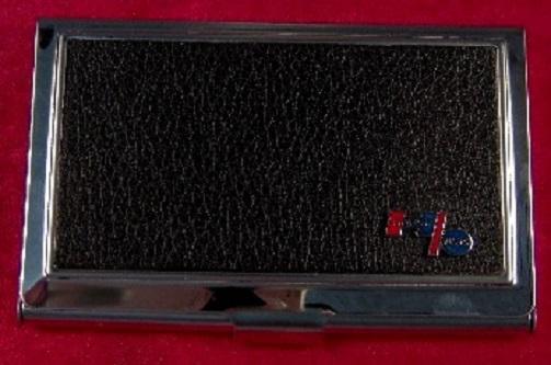 Hurst olds - stainless steel & leather business card case